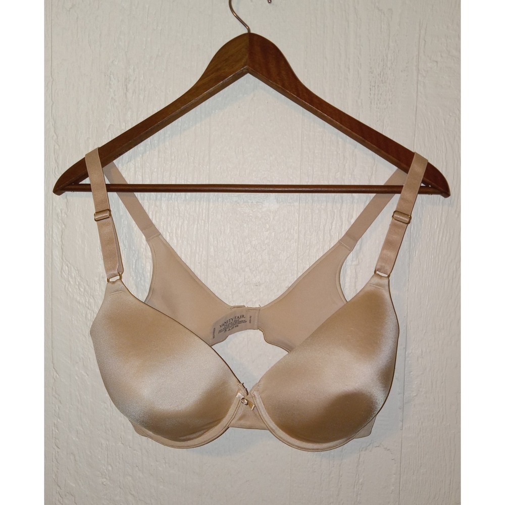 Vanity Fair Front Close Bra Women 36D Tan Nude Underwire Padded 75345